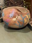 Rare Hand Carved/Painted Sea Life Gourd Art Bowl. Signed
