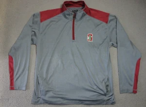 Stanford Cardinal Sweatshirt Mens Extra Large Champion Gray Red Quarter Zip - Picture 1 of 14
