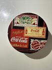 Set of 6 Coca-Cola Brand Metal Coasters Cork Bottom in Storage Can