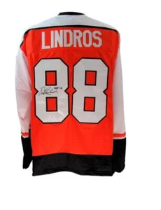Eric Lindros HOF Autographed/Inscr Orange Custom Hockey Jersey Flyers JSA 180947 - Picture 1 of 5