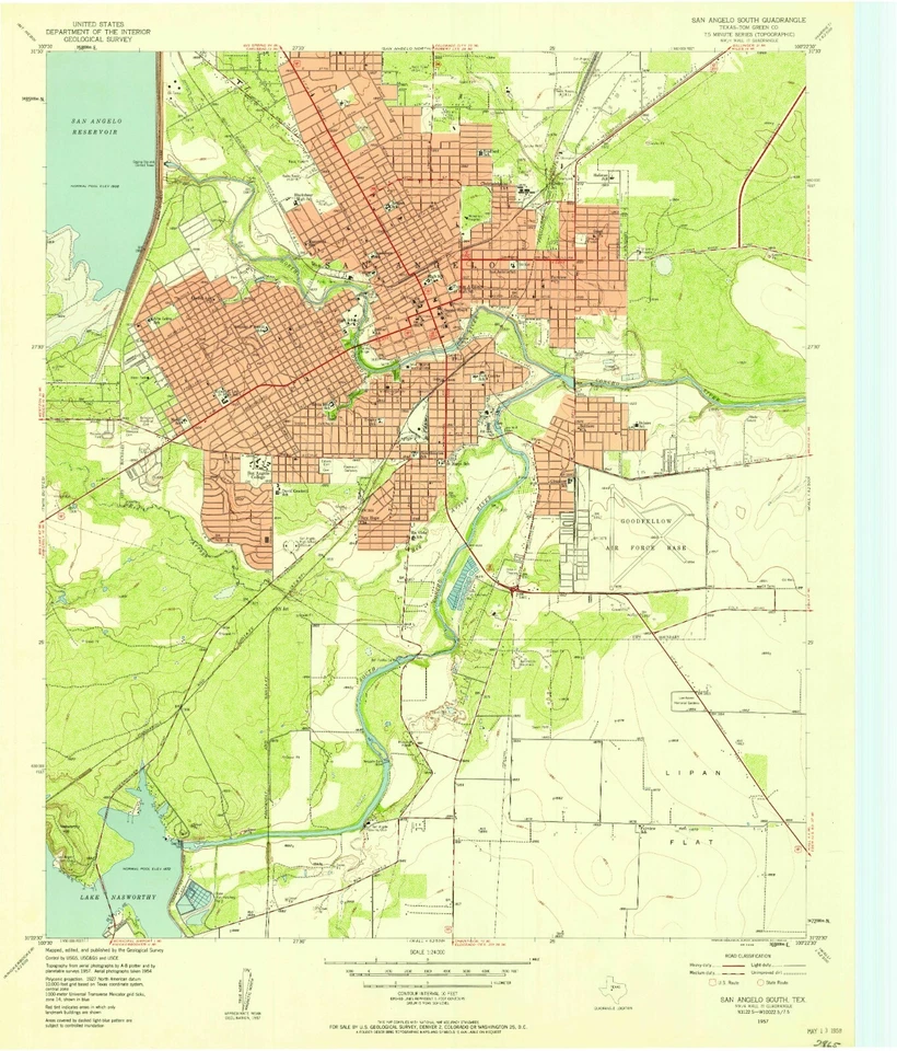 San Angelo South, TX - 1957 Topographic Map, USGS Premium Matte Print, Historic - Image 1 of 1