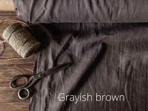 Grayish Brown Linen Fabric by the Yard – Washed linen for Sewing, Drapes & Craft - Picture 1 of 4