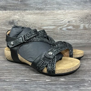 Taos Women’s Trulie Ankle Strappy Wedge Black Open Toe Sandals EU 37 Size 6 6.5 - Picture 1 of 17