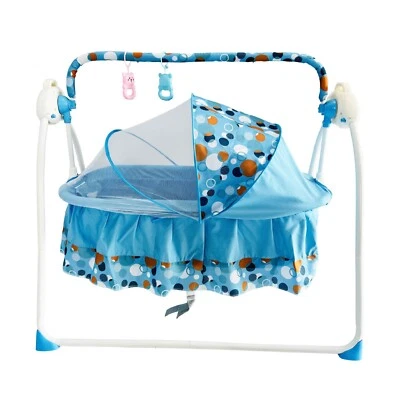 Baby Swing Bassinet Cot BLUE Electric Kids Baby Crib Cradle Infant Rocker Bed - image 1 of 4