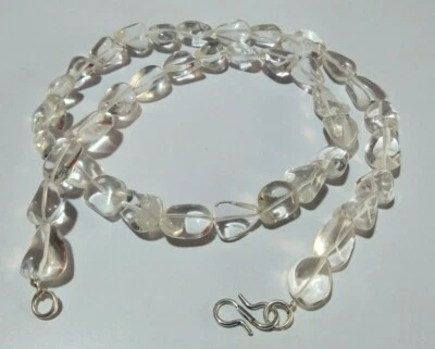 Pepita de cuarzo de cristal liso 8x10-8x14 mm cuentas de piedras preciosas 1 collar 24" pulgadas Foto 1 de 4