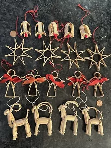 Lotto ornamenti scandinavi svedesi vintage fatti a mano stella di capra intrecciata paglia Svezia - Foto 1 di 1