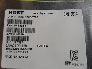 HGST HUA722010CLA330-1-TB. HARD-DRIVE-SATA-PN OF 0A39289 - Picture 1 of 5
