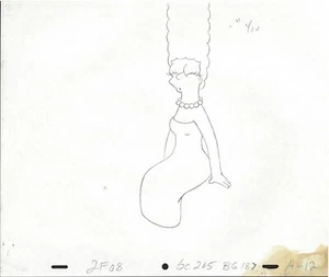 The Simpsons Marge Simpson Sitting "You Original Production Drawing Animation UF - Picture 1 of 1