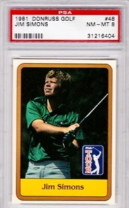 1981 Donruss Jim Simons Rookie #48 Golf Card Graded Psa 8 NM-MT - Picture 1 of 2