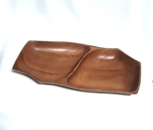 Bandeja de aperitivos dividida de madera para servir mono vaina de colección 14" x 6,5" Filipinas - Imagen 1 de 8