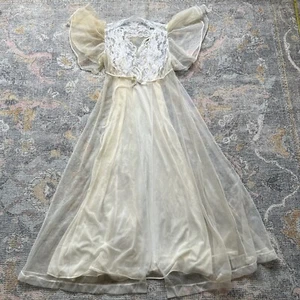 Conjunto de camisón pequeño vintage Peignoir lencería bata de encaje transparente - Imagen 1 de 16