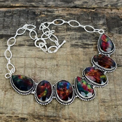 Collana In Argento Sterling 925 Fatta A Mano In Ammolite Per Regali Di Natale - Immagine 1 di 4