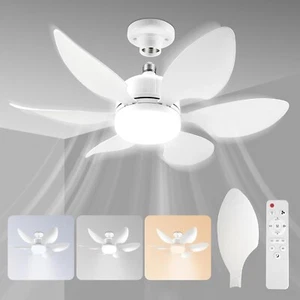 Socket Fan Light Ceiling Fan with Light and Remote, E26/E27/B22 Plug in Fan - Picture 1 of 7