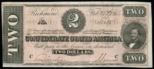 1864 $2 HIGH GRADE XF+ Confederate States of America T-70 Note! - Picture 1 of 2