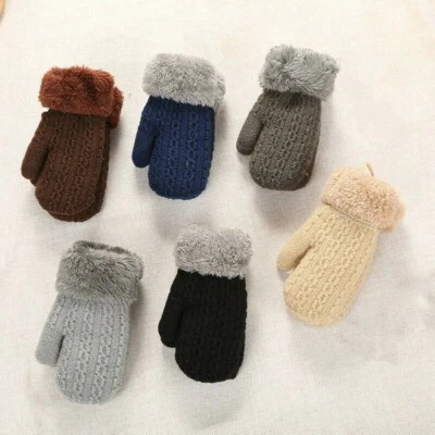 Guantes tejidos de invierno para bebé niño al aire libre cuerda cálida guantes de dedo completo para niño pequeño Foto 1 de 2