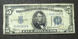 5 DOLLARI 1934 ARGENTO CERTIFICATO BANCONOTA DEGLI STATI UNITI I43823832A ~ SIGILLO BLU - Foto 1 di 3