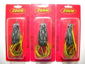 Lot of 3 ZOOM HOLLOW BELLY JR Frogs in GREENIE color - Picture 1 of 2