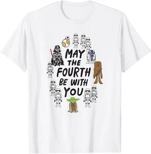 Amazon Essentials Boys' May the Fourth Be With You Doodle Characters T-Shirt - Picture 1 of 4