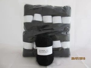 Mohair Wool Yarn 10 x 50g Balls Black 78% Mohair Double Knitting - Picture 1 of 3