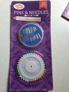 Sewing Pins Needles Coloured Tailor Round Dress Assorted Travel Kit Craft Set - Picture 1 of 4