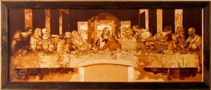 The Last Supper inlay icon wood Orthodox Byzantine Christian eco friendly mosaic - Foto 1 di 15