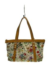 Authentic GUCCI Handbag Canvas Leather Tote White floral