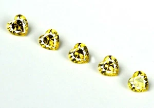 Gemme Zaffiro Giallo Cuore 2,20 Ct/3 mm Lotto 5 Pezzi Certificate Naturali GM26 - Foto 1 di 8