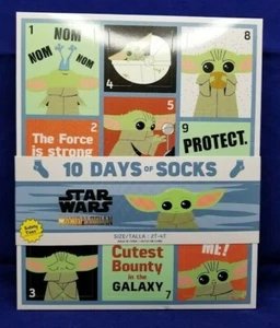 Star Wars Socks Toddler 2T - 4T 10 Pair Baby Yoda Mandalorian Advent Calendar - Picture 1 of 6