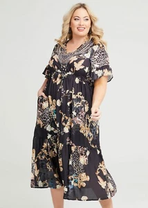 TAKING SHAPE BLACK DEBBIE SEE THROUGH MAXI DRESS WITH POCKETS SIZE: 12 NN - Picture 1 of 7