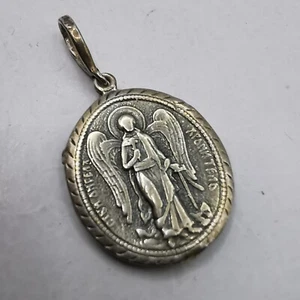 Colgante de ángel de la guarda vintage artesanal de plata de ley 925 maciza - hallazgo raro - Imagen 1 de 8