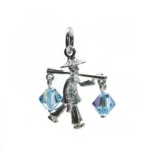 STERLINGSILBER & KRISTALL SET ORIENTALISCHER WASSERTRÄGER CHARM - Bild 1 von 4