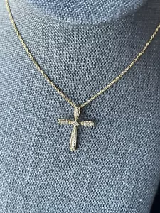 NWT 14K DIAMOND CROSS WITH 24” 14K ROPE CHAIN - Picture 1 of 7