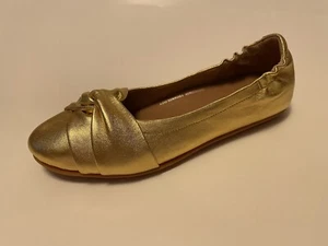 NWOB FIT FLOP TWISS Artisan Gold Size 7.5 Ballerina Flat Women's Leather Shoes - Picture 1 of 7