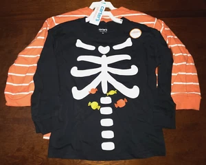 2 CAMISAS HALLOWEEN NUEVAS CON ETIQUETAS 3T rayas naranjas negras CAGE COSTILLA vientre caramelo - Imagen 1 de 1