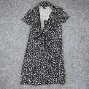 DIANE von FURSTENBERG Dress Women Size 2 Black Geometric Silk Blend Short Sleeve - Picture 1 of 12