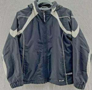 Spyder Jacket Youth Boys Sz 14 Black White Full Zip Long Sleeve Hooded Nylon - Picture 1 of 12