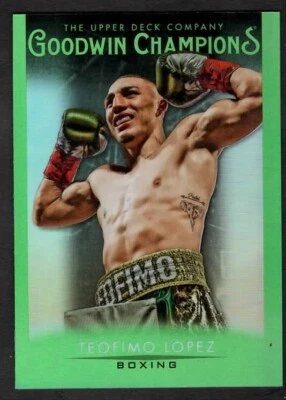 2021 Teofimo Lopez Upper Deck Goodwin Champions Platinum Neon Green Rookie RC - Image 1 of 2
