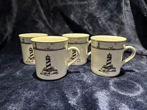 TOTALLY TODAY Coastal Lighthouse Coffee Cups Mugs (Set Of 4) - Picture 1 of 9