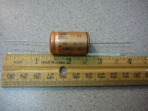 VISHAY  Axial Aluminum Electrolytic Capacitor  1000uF  63V  20%  **NEW**  Qty.1 - Picture 1 of 3