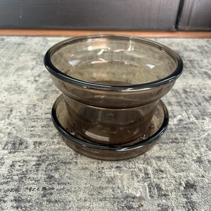 Vintage Corning USA Glas Pflanzenhelfer 6,5" Topf Untertasse Bernstein Sockel PH-7-P - Bild 1 von 5