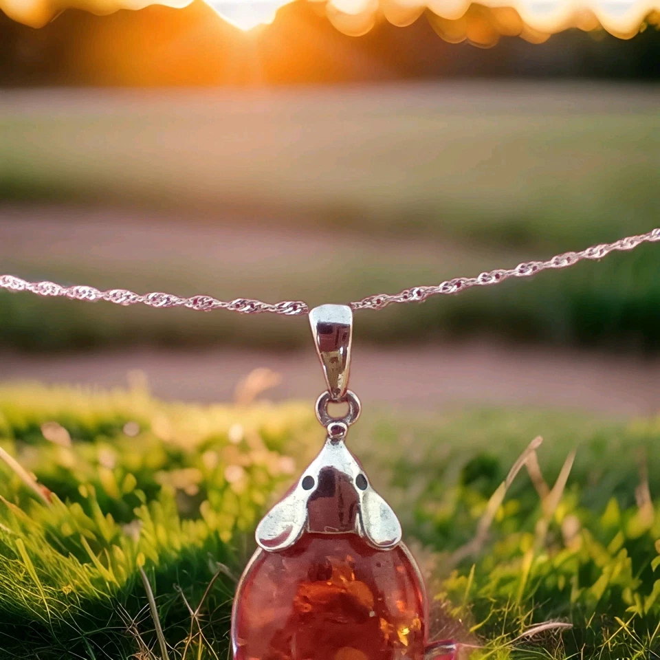 Amber Mouse Pendant – Museum Treasure + 925 Silver Chain  Fall Healing Talisman - Image 1 of 4