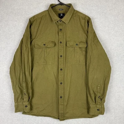 Volcom Shirt Mens XL Military Green Cavas Cotton Heavyweight Button Up - Image 1 of 4