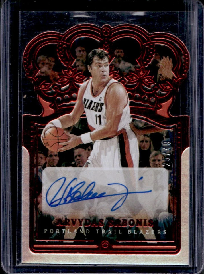 2021-22 Crown Royale Arvydas Sabonis Auto Red #25/49 Trail Blazers - Image 1 of 2