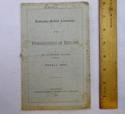 1904 BOOKLET FORFARSHIRE MEDICAL ASSOC PRESIDENT'S ADDRESS IN EDZELL SCOTLAND sm - Image 1 of 4