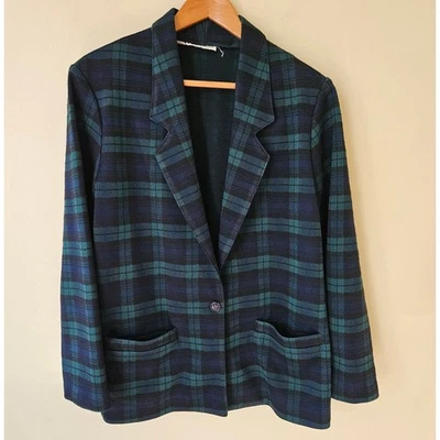 Blazer xadrez feminino vintage Alfred Dunner, tamanho 14 leve sem forro Preppy - Imagem 1 de 4