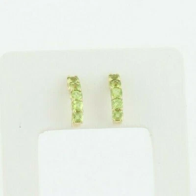 1.00 Carat Natural Green Peridot Half Hoop Earrings 14k Yellow Gold P736 - Image 1 of 4