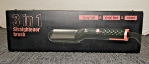 3 In 1 Electric Heated Straightener Brush For Men/Women Long Short Hair Beard - Picture 1 of 7