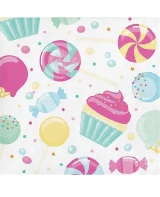 Candy Bouquet Paper Beverage Napkins 16 Pack Party Tableware Decorations - Image 1 of 3
