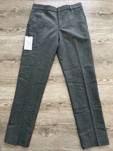 Farah Flannel Wool Dress Pants Mens 30x32 Gray Slim Fit Fully Lined New - Picture 1 of 18