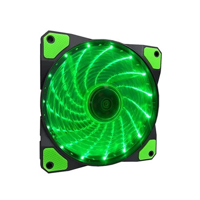 APEVIA CF12SL-SGN 120mm Green LED Ultra Silent Case Fan w/ 15 LEDs - Image 1 of 4